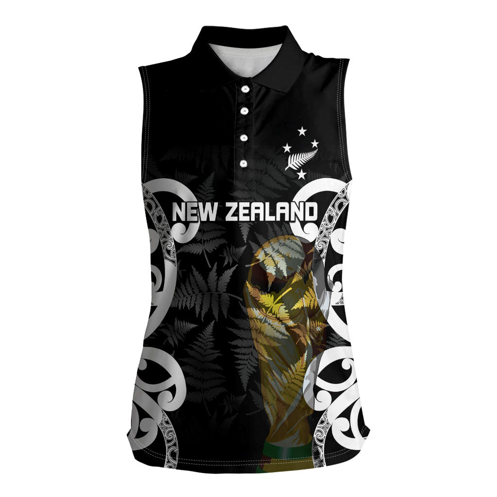 New Zealand WC2026 Custom Black Women Sleeveless Polo Shirt Silver Fern LT7 Female Black - Polynesian Pride
