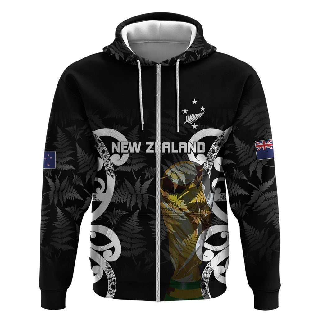 New Zealand WC2026 Custom Black Zip Hoodie Silver Fern LT7 Zip Hoodie Black - Polynesian Pride