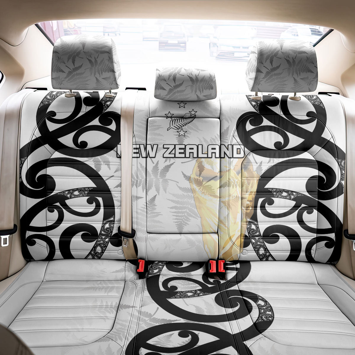New Zealand WC2026 White Back Car Seat Cover Silver Fern LT7 - Polynesian Pride