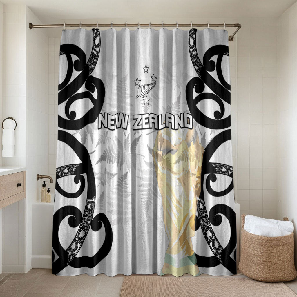 New Zealand WC2026 White Bathroom Set Silver Fern LT7 Shower Curtain Only White - Polynesian Pride