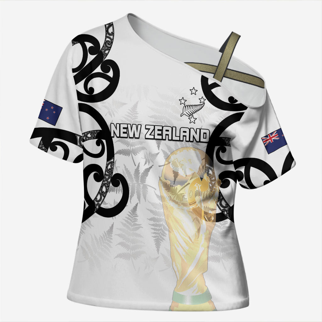 New Zealand WC2026 Custom White Cross Shoulder Shirt Silver Fern LT7 Female White - Polynesian Pride