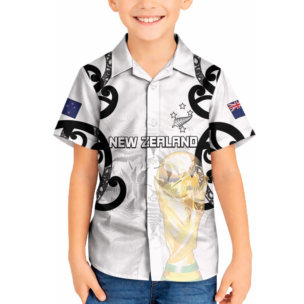 New Zealand WC2026 Custom White Kid Hawaiian Shirt Silver Fern LT7 Kid White - Polynesian Pride