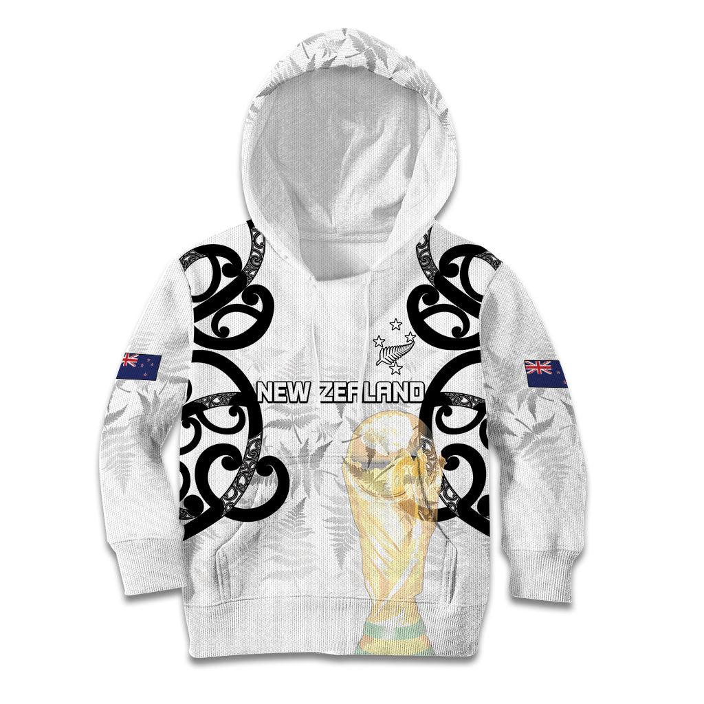 New Zealand WC2026 Custom White Kid Hoodie Silver Fern LT7 Hoodie White - Polynesian Pride
