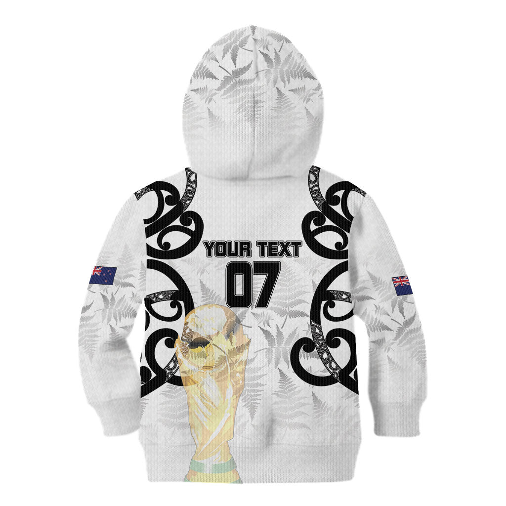 New Zealand WC2026 Custom White Kid Hoodie Silver Fern LT7 - Polynesian Pride