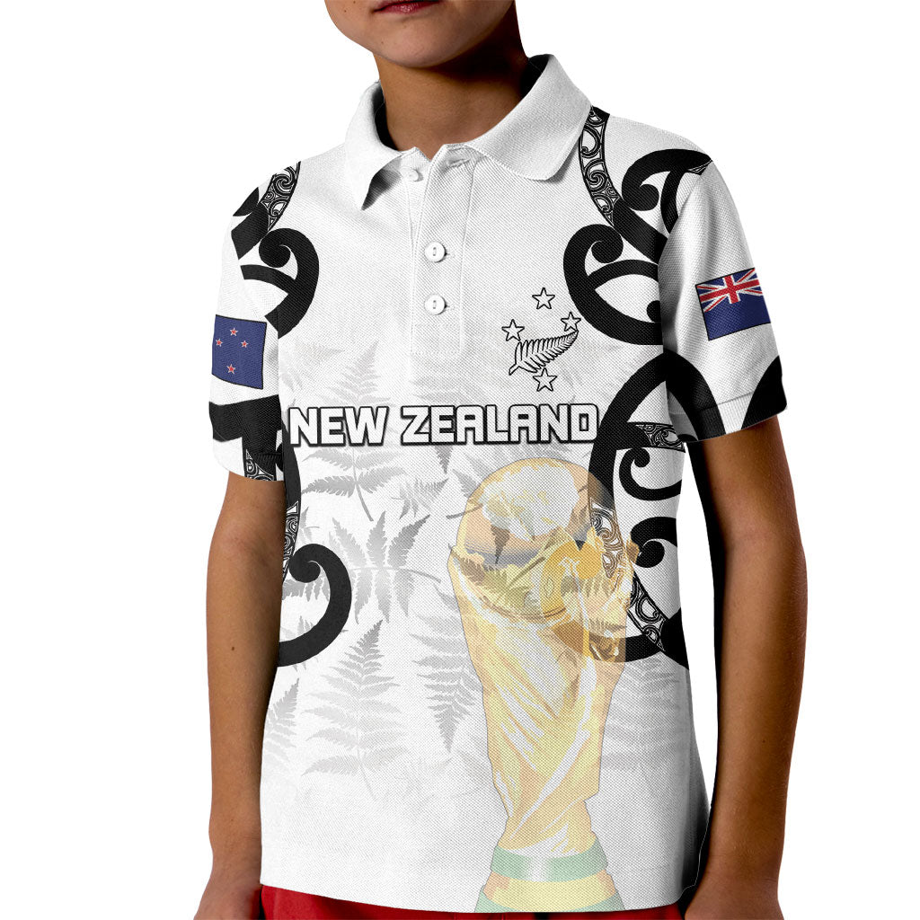 New Zealand WC2026 Custom White Kid Polo Shirt Silver Fern LT7 Kid White - Polynesian Pride