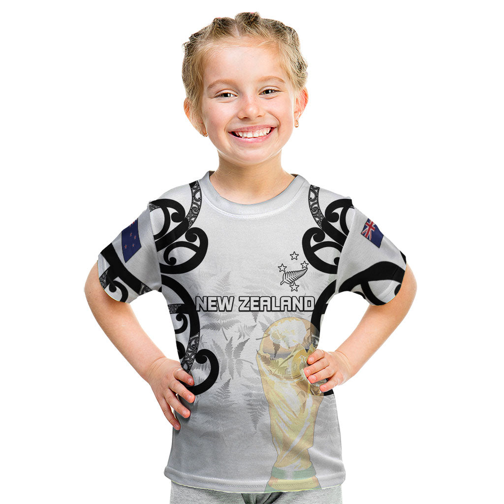 New Zealand WC2026 Custom White Kid T Shirt Silver Fern LT7 White - Polynesian Pride