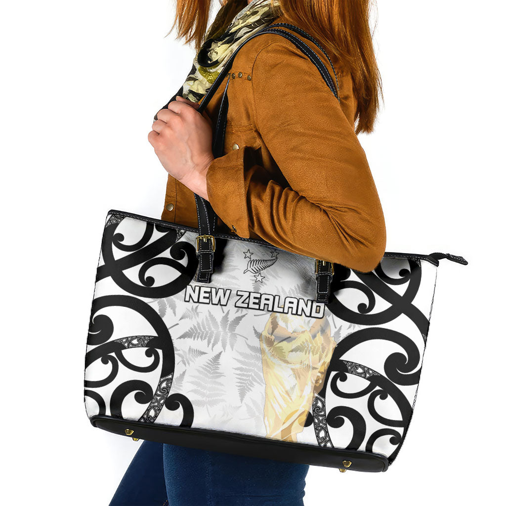 New Zealand WC2026 White Leather Tote Bag Silver Fern LT7 White - Polynesian Pride