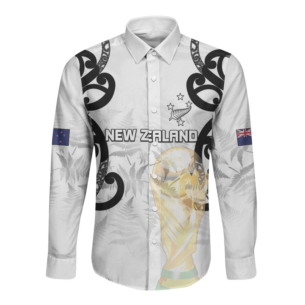 New Zealand WC2026 Custom White Long Sleeve Button Shirt Silver Fern LT7 Unisex White - Polynesian Pride