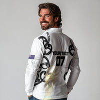 New Zealand WC2026 Custom White Long Sleeve Polo Shirt Silver Fern