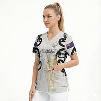 New Zealand WC2026 Custom White Scrub Top Silver Fern LT7 - Polynesian Pride
