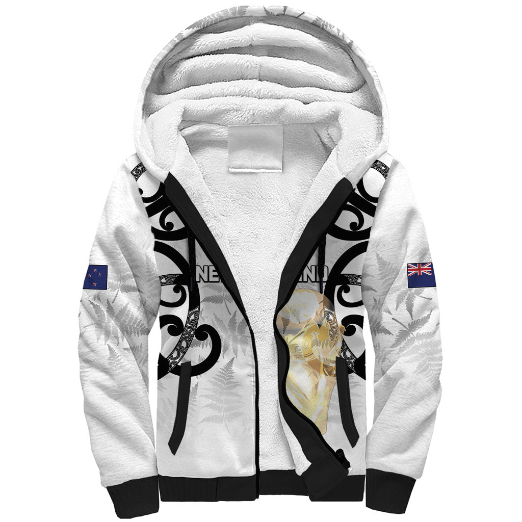New Zealand WC2026 Custom White Sherpa Hoodie Silver Fern LT7 Unisex White - Polynesian Pride