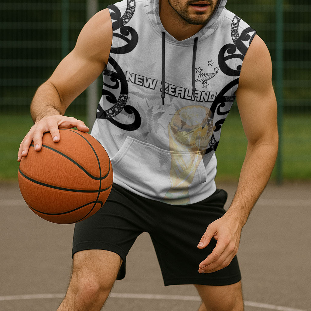 New Zealand WC2026 Custom White Sleeveless Hoodie Silver Fern LT7 - Polynesian Pride