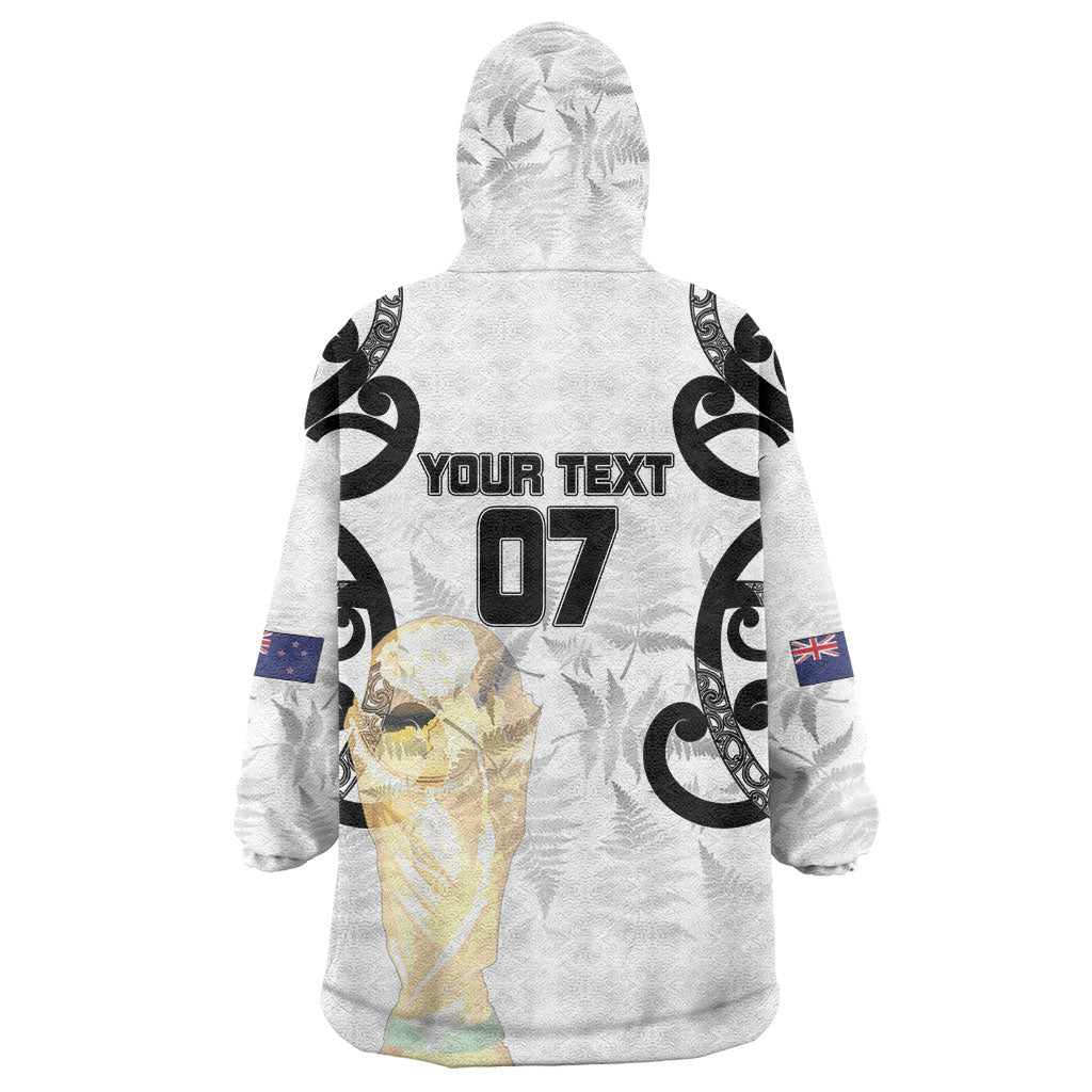 New Zealand WC2026 Custom White Wearable Blanket Hoodie Silver Fern