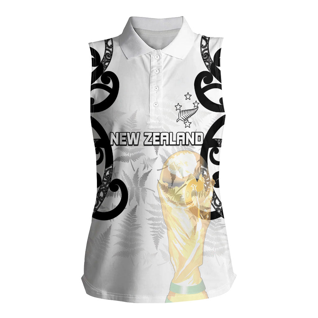 New Zealand WC2026 Custom White Women Sleeveless Polo Shirt Silver Fern LT7 Female White - Polynesian Pride
