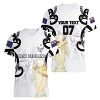 New Zealand WC2026 Custom White Women V-Neck T-Shirt Silver Fern LT7 - Polynesian Pride