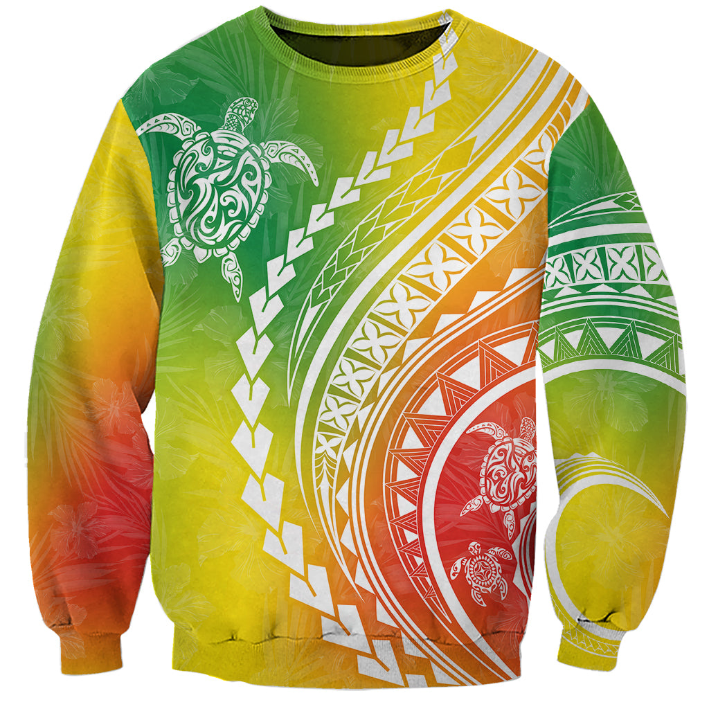 Polynesian Pride Sweatshirt Turtle Hibiscus Luxury Style - Reggae LT7 Unisex Reggae - Polynesian Pride