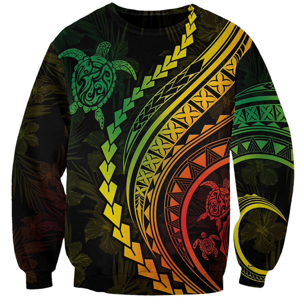 Polynesian Pride Sweatshirt Turtle Hibiscus Luxury Style - Reggae Ver2 LT7 Unisex Reggae - Polynesian Pride