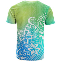 Polynesia T Shirt Plumeria Blue Gradient Curves LT7 - Polynesian Pride