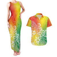 Polynesia Couples Matching Tank Maxi Dress and Hawaiian Shirt Plumeria Reggae Curves LT7 Reggae - Polynesian Pride