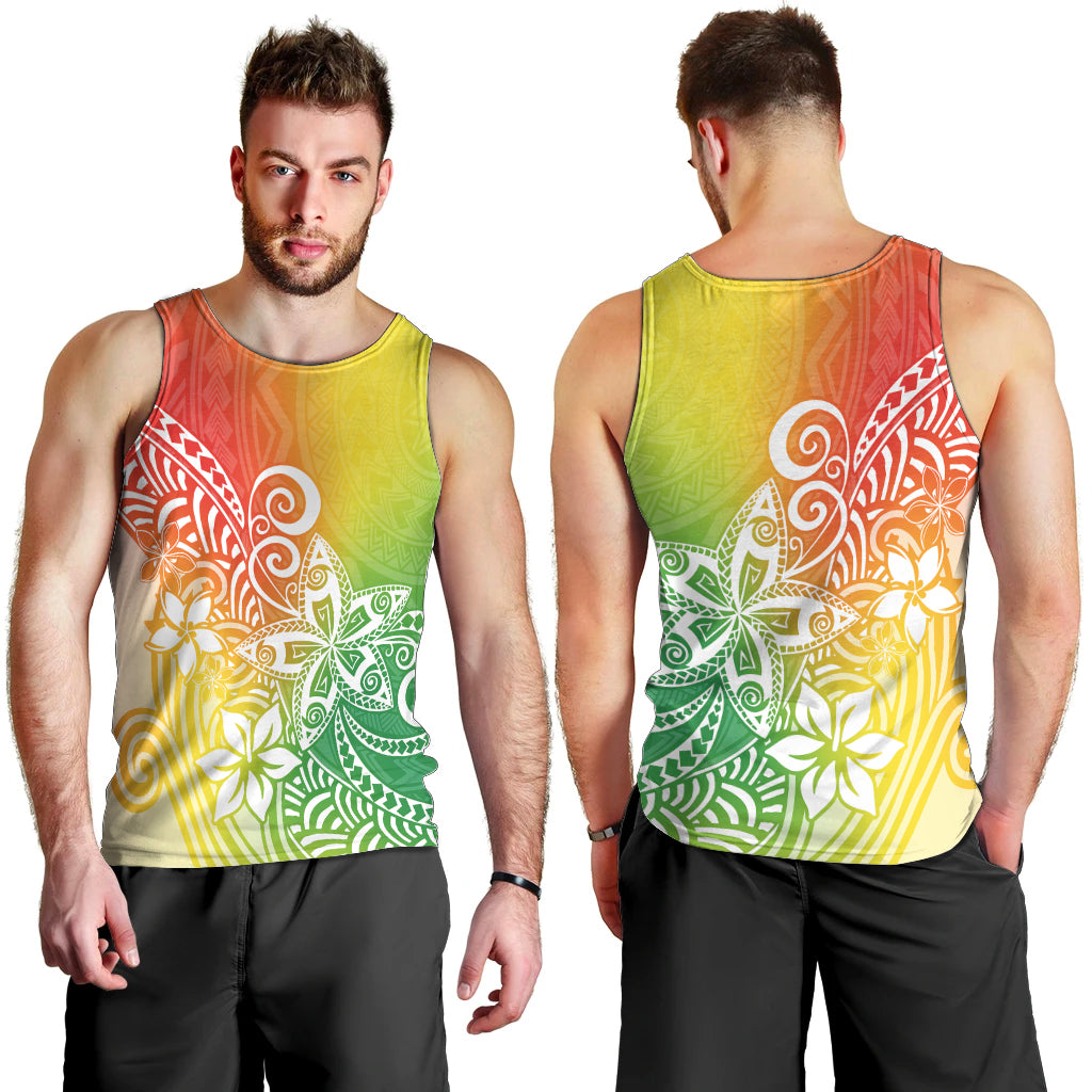 Polynesia Men Tank Top Plumeria Reggae Curves LT7 - Polynesian Pride