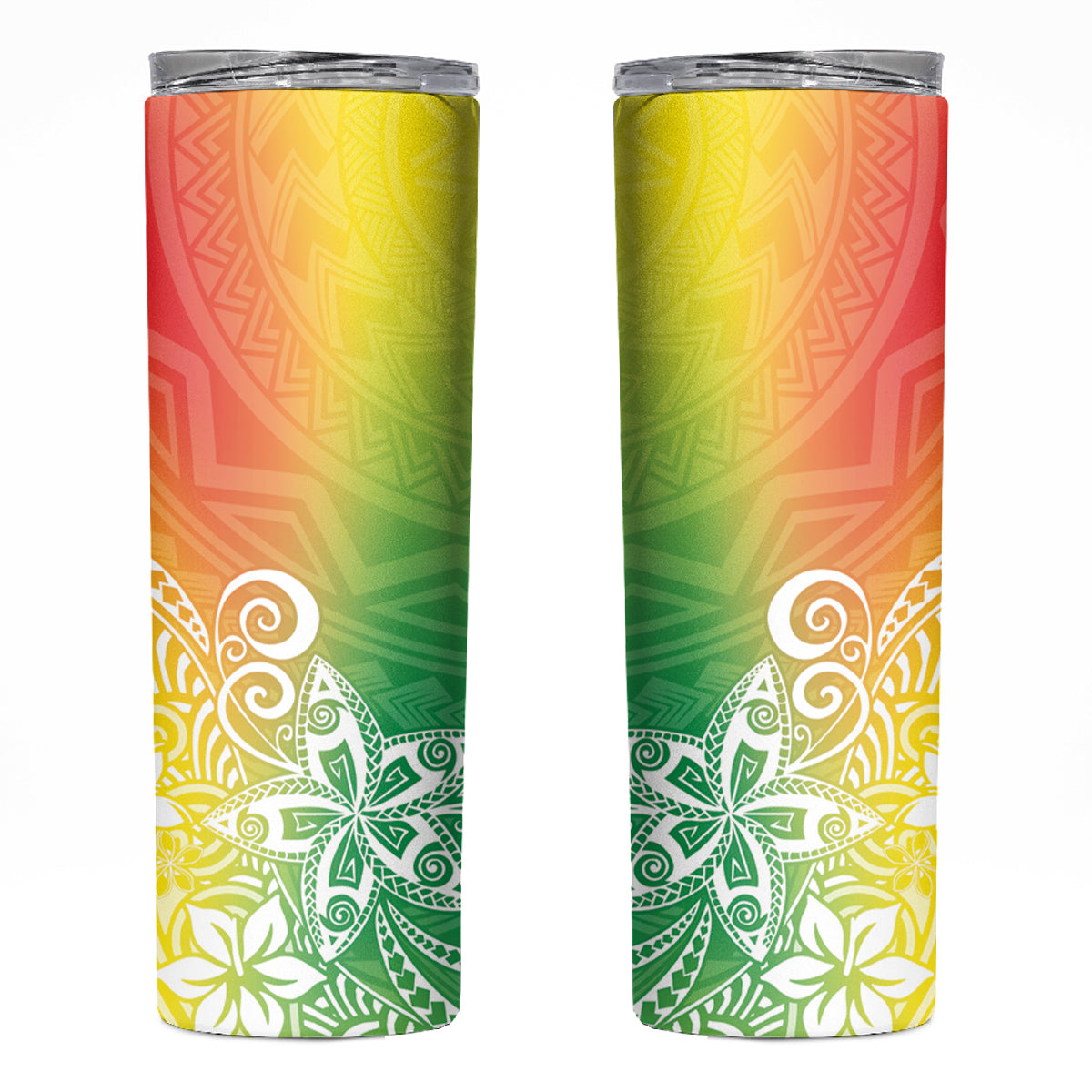 Polynesia Skinny Tumbler Plumeria Reggae Curves LT7 Colorful - Polynesian Pride