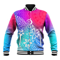 Polynesia Baseball Jacket Plumeria Galaxy Gradient Curves LT7 Unisex Galaxy - Polynesian Pride