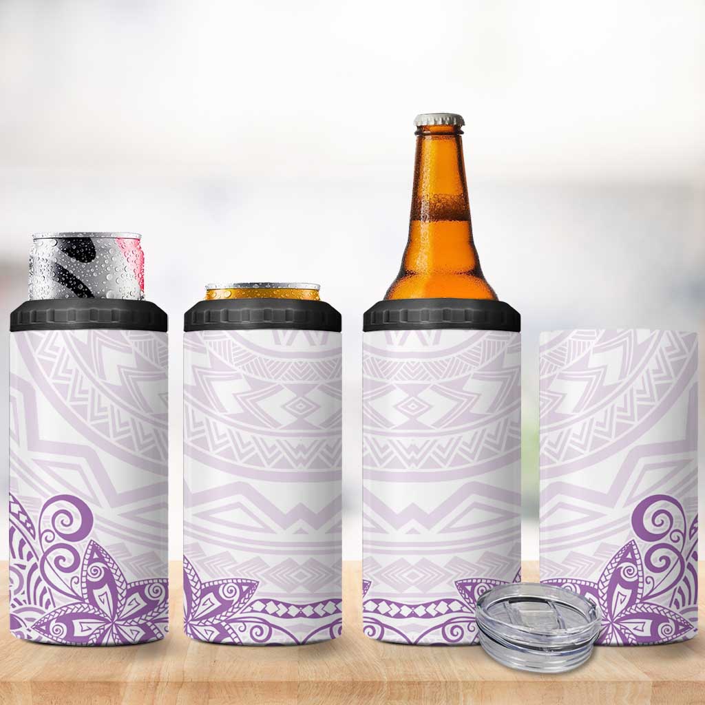 Polynesia 4 in 1 Can Cooler Tumbler Plumeria Lavender Curves