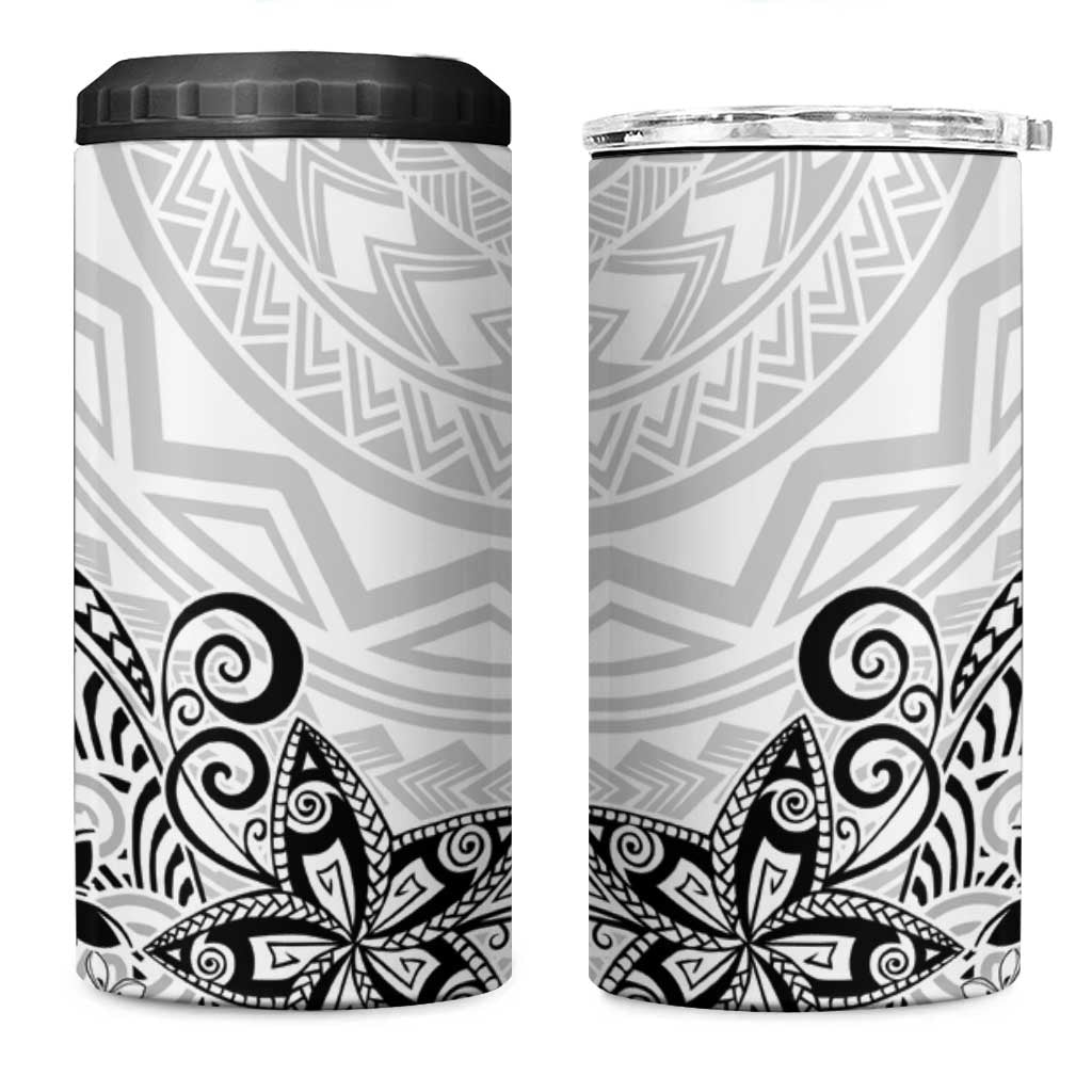 Polynesia 4 in 1 Can Cooler Tumbler Plumeria White Curves LT7 One Size: 16 oz White - Polynesian Pride
