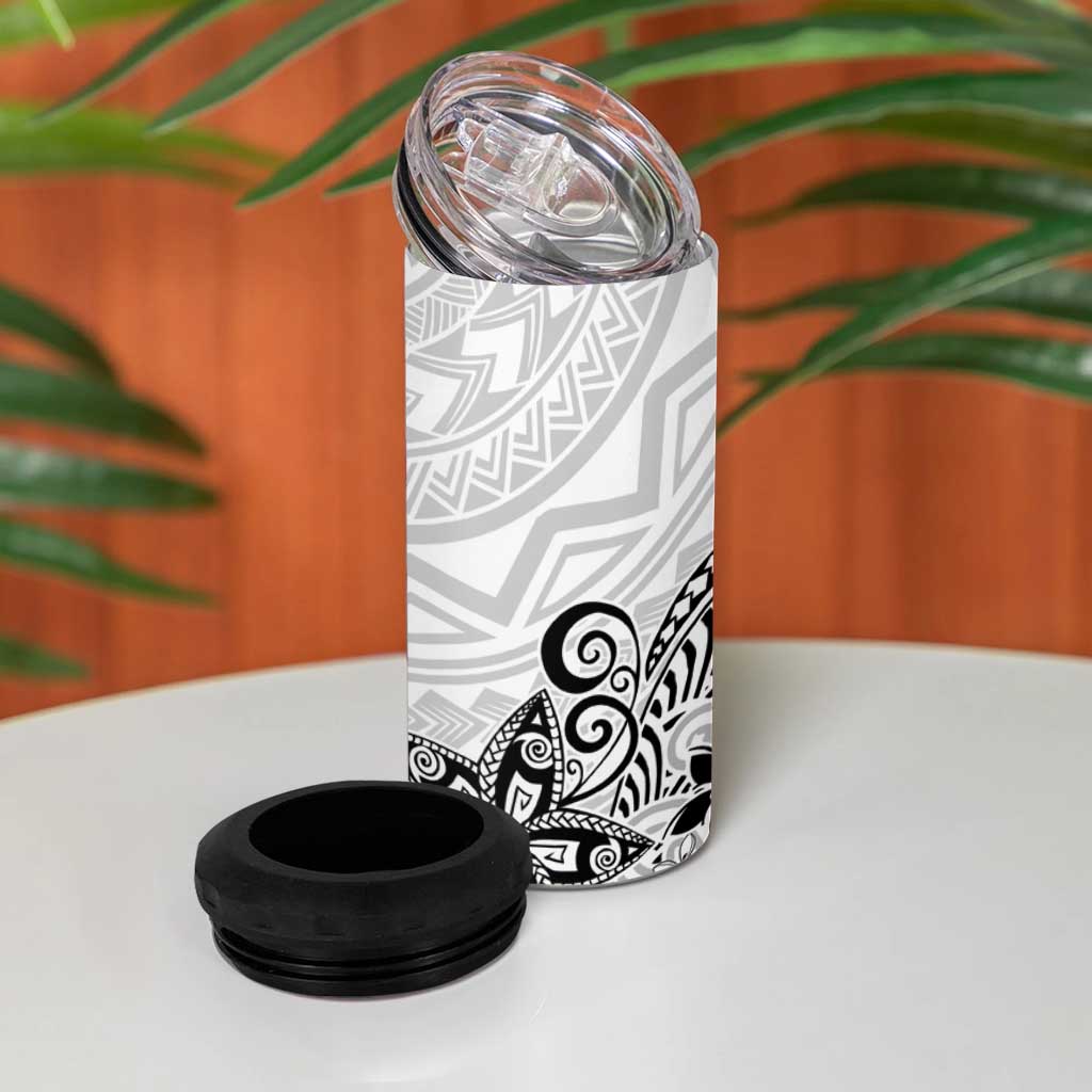 Polynesia 4 in 1 Can Cooler Tumbler Plumeria White Curves LT7 - Polynesian Pride