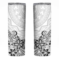 Polynesia Skinny Tumbler Plumeria White Curves