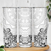 Polynesia Skinny Tumbler Plumeria White Curves