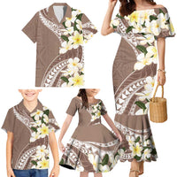 Aloha Hawaii Festive Family Matching Mermaid Dress and Hawaiian Shirt Frangipani Lace Classic - Beige LT7 - Polynesian Pride