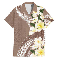 Aloha Hawaii Festive Family Matching Mermaid Dress and Hawaiian Shirt Frangipani Lace Classic - Beige LT7 Dad's Shirt - Short Sleeve Beige - Polynesian Pride