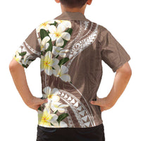 Aloha Hawaii Festive Family Matching Off The Shoulder Long Sleeve Dress and Hawaiian Shirt Frangipani Lace Classic - Beige LT7 - Polynesian Pride