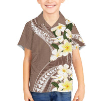 Aloha Hawaii Festive Family Matching Off The Shoulder Long Sleeve Dress and Hawaiian Shirt Frangipani Lace Classic - Beige LT7 Son's Shirt Beige - Polynesian Pride