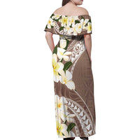 Aloha Hawaii Festive Family Matching Off Shoulder Maxi Dress and Hawaiian Shirt Frangipani Lace Classic - Beige LT7 - Polynesian Pride