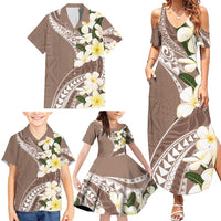 Aloha Hawaii Festive Family Matching Summer Maxi Dress and Hawaiian Shirt Frangipani Lace Classic - Beige LT7 - Polynesian Pride