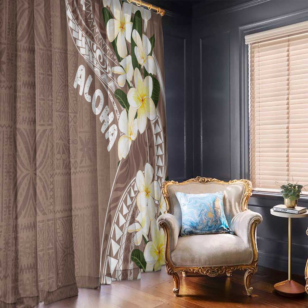 Aloha Hawaii Festive Window Curtain Frangipani Lace Classic - Beige
