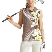 Aloha Hawaii Festive Women Sleeveless Polo Shirt Frangipani Lace Classic - Beige LT7 - Polynesian Pride