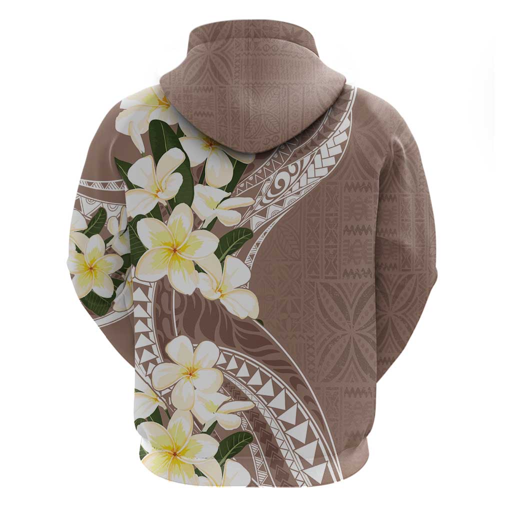 Aloha Hawaii Festive Zip Hoodie Frangipani Lace Classic - Beige LT7 - Polynesian Pride