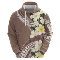 Aloha Hawaii Festive Zip Hoodie Frangipani Lace Classic - Beige LT7 - Polynesian Pride