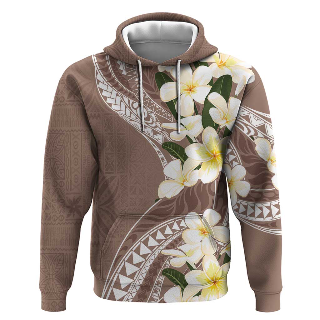 Aloha Hawaii Festive Zip Hoodie Frangipani Lace Classic - Beige LT7 Pullover Hoodie Beige - Polynesian Pride
