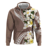 Aloha Hawaii Festive Zip Hoodie Frangipani Lace Classic - Beige LT7 Pullover Hoodie Beige - Polynesian Pride