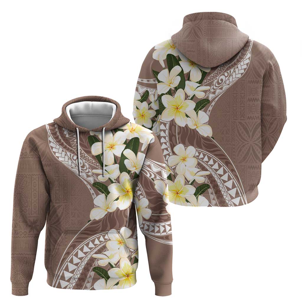 Aloha Hawaii Festive Zip Hoodie Frangipani Lace Classic - Beige LT7 - Polynesian Pride