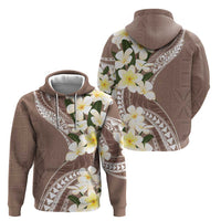 Aloha Hawaii Festive Zip Hoodie Frangipani Lace Classic - Beige LT7 - Polynesian Pride