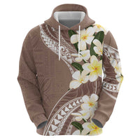 Aloha Hawaii Festive Zip Hoodie Frangipani Lace Classic - Beige LT7 - Polynesian Pride
