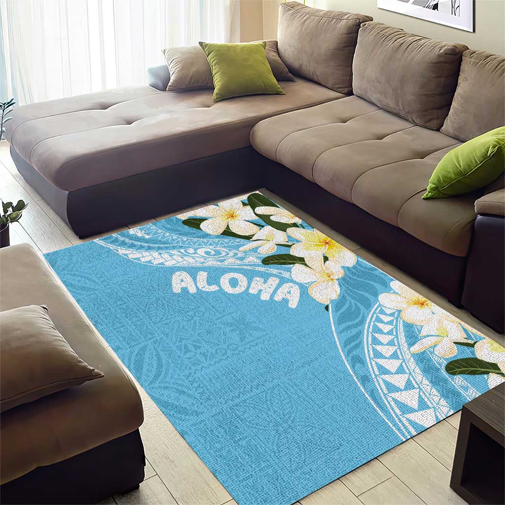 Aloha Hawaii Festive Area Rug Frangipani Lace Classic - Turquoise LT7 - Polynesian Pride