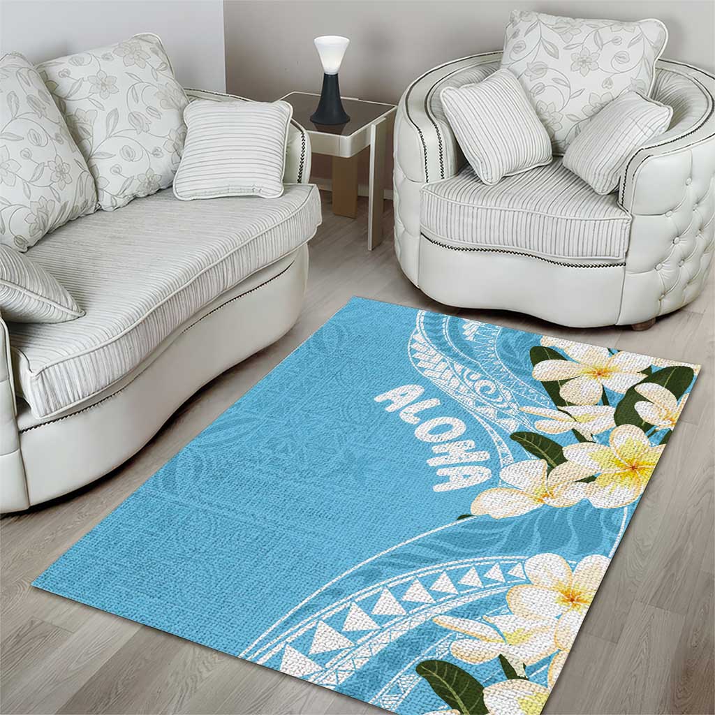 Aloha Hawaii Festive Area Rug Frangipani Lace Classic - Turquoise LT7 - Polynesian Pride