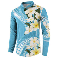 Aloha Hawaii Festive Button Sweatshirt Frangipani Lace Classic - Turquoise