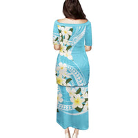 Aloha Hawaii Festive Family Matching Puletasi and Hawaiian Shirt Frangipani Lace Classic - Turquoise LT7 - Polynesian Pride